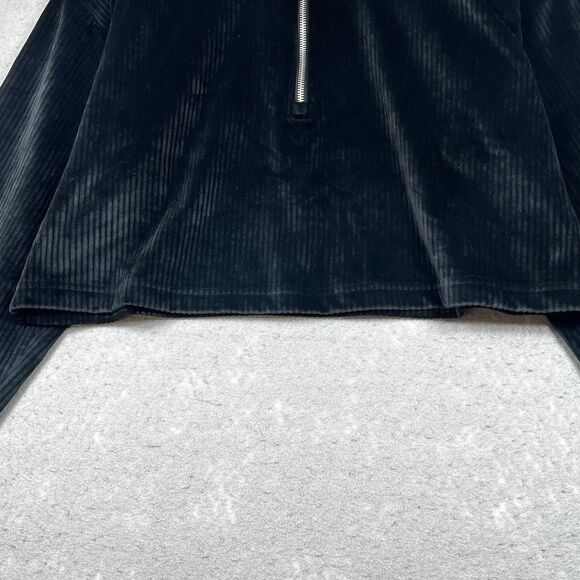 Fabletics Plush Rib Cropped Sweatshirt Wide Leg Pants Matching Set Size ML Black - Picture 4 of 16